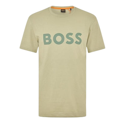 Green - Front - Boss Mens Thinking 1 Signature Logo Regular T-Shirt