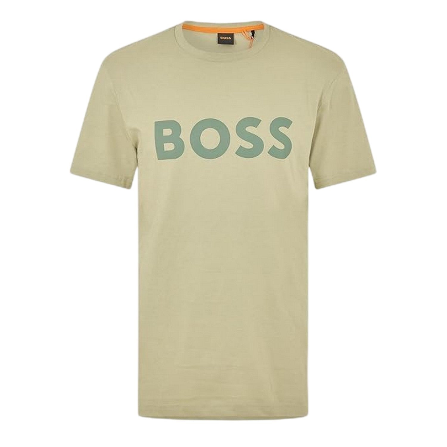Green - Front - Boss Mens Thinking 1 Signature Logo Regular T-Shirt