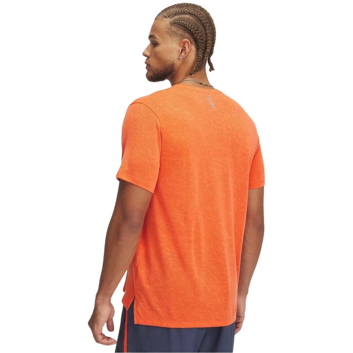 Orange - Back - Under Armour Mens Launch Camo Regular Running T-Shirt