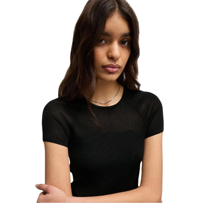 Black - Side - Hugo Womens-Ladies Slevetta Slim Raglan T-Shirt