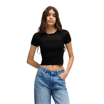 Black - Lifestyle - Hugo Womens-Ladies Slevetta Slim Raglan T-Shirt