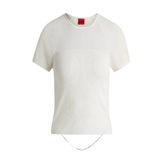 Natural - Front - Hugo Womens-Ladies Slevetta Slim Raglan T-Shirt