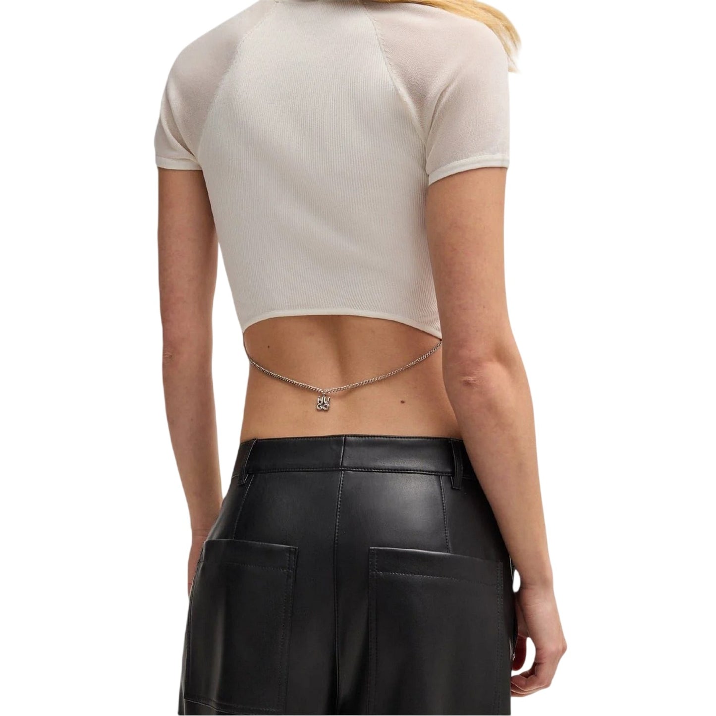 Natural - Side - Hugo Womens-Ladies Slevetta Slim Raglan T-Shirt