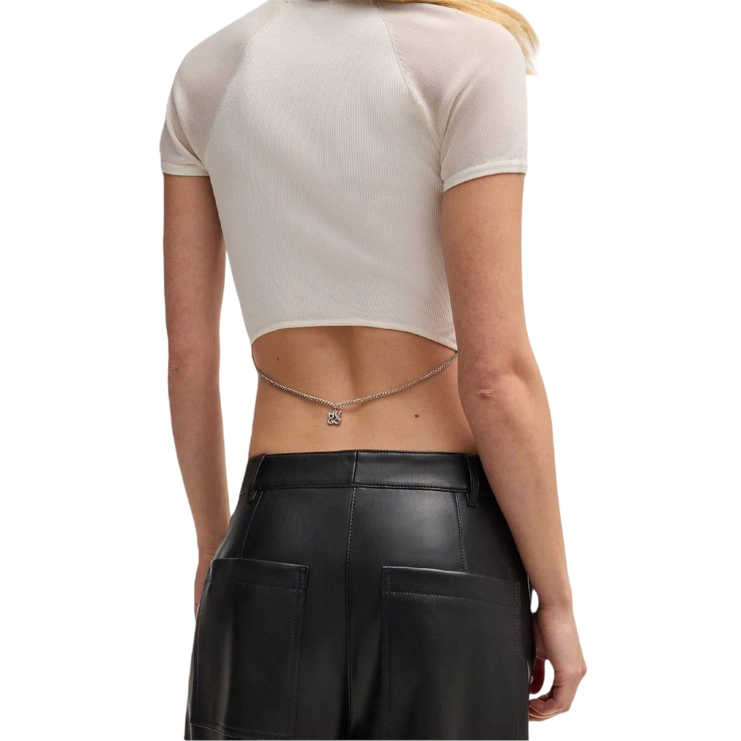 Natural - Side - Hugo Womens-Ladies Slevetta Slim Raglan T-Shirt
