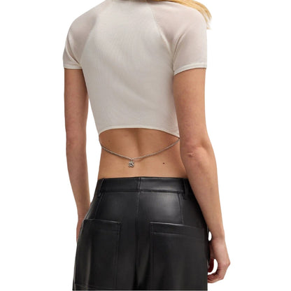 Natural - Side - Hugo Womens-Ladies Slevetta Slim Raglan T-Shirt