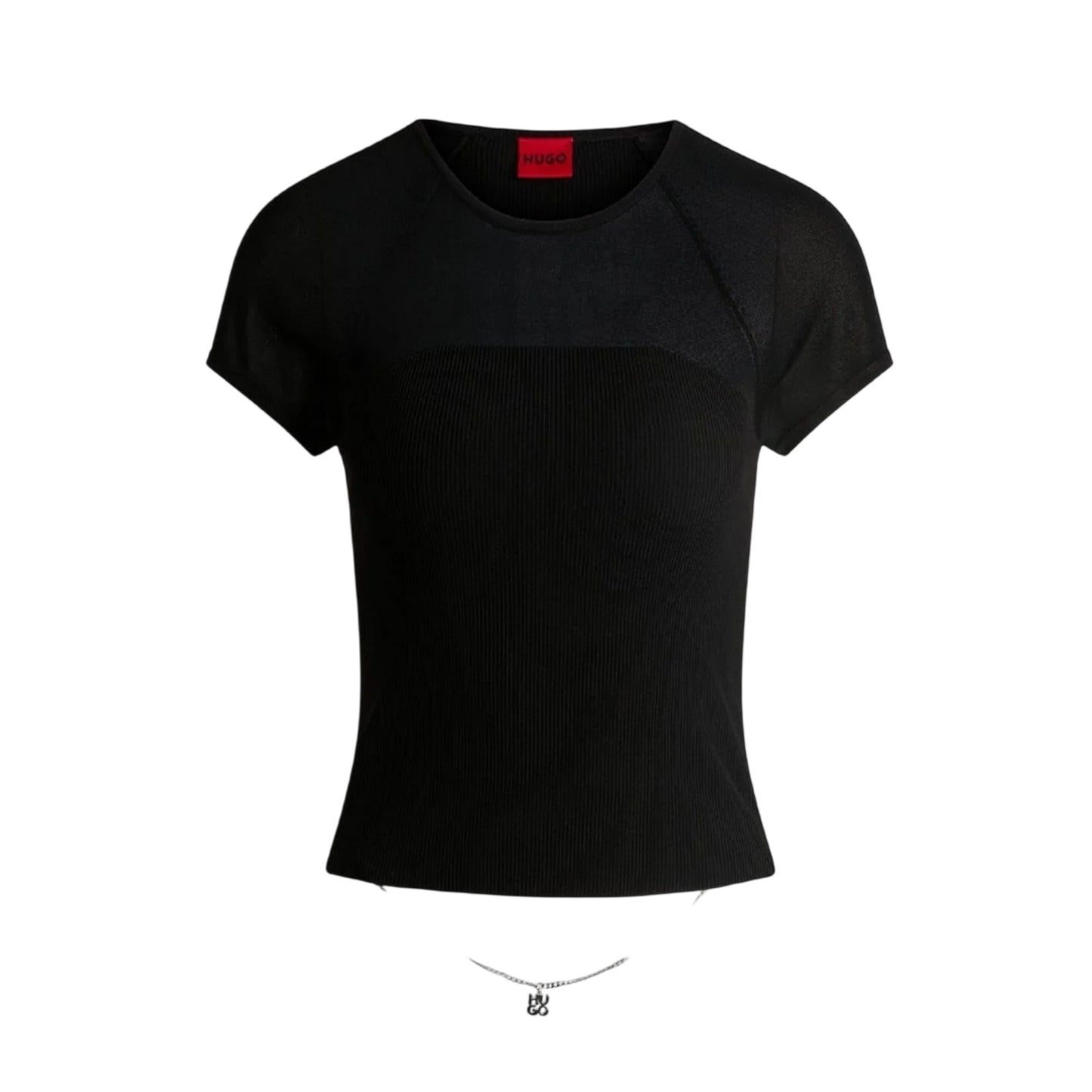 Black - Front - Hugo Womens-Ladies Slevetta Slim Raglan T-Shirt