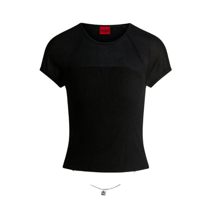 Black - Front - Hugo Womens-Ladies Slevetta Slim Raglan T-Shirt