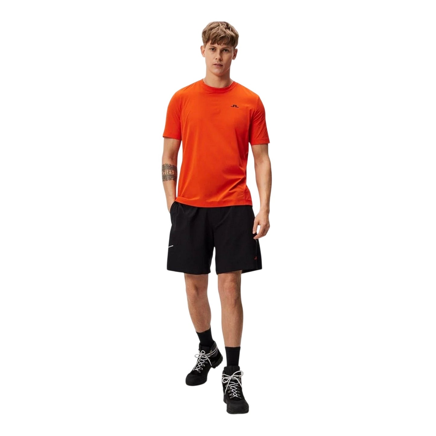 Tangerine Tango - Lifestyle - J.Lindeberg Mens Pro Crew Neck Regular T-Shirt