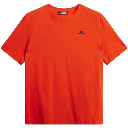 Tangerine Tango - Front - J.Lindeberg Mens Pro Crew Neck Regular T-Shirt