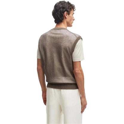Beige - Back - Boss Mens Lucid Crew Neck T-Shirt