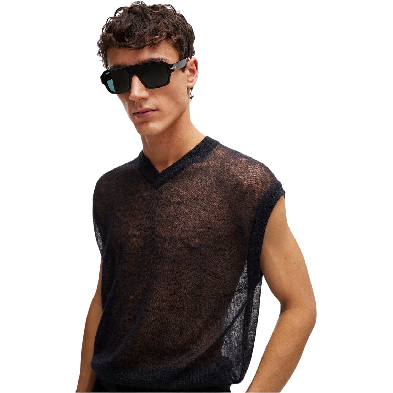 Black - Side - Boss Mens Lucid Crew Neck T-Shirt