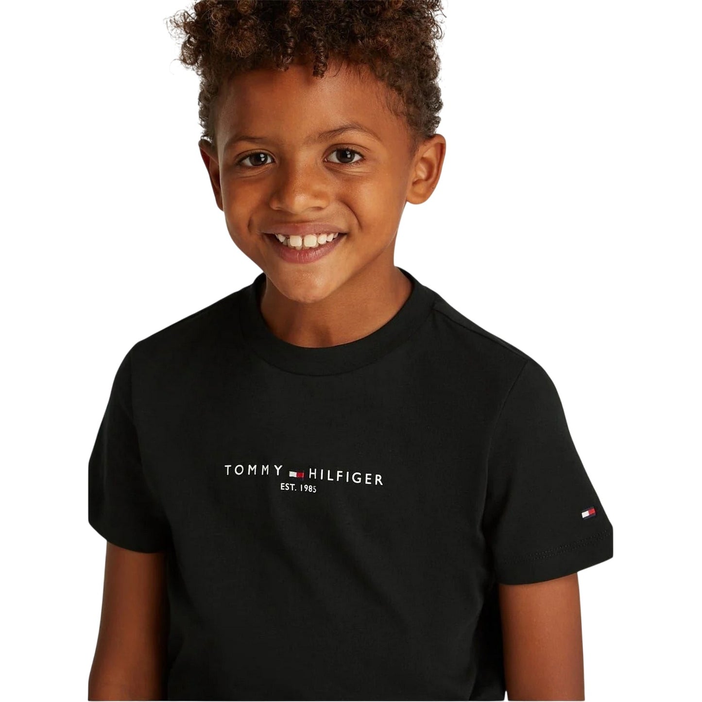 Black - Side - Tommy Hilfiger Boys Lettering T-Shirt & Shorts Set