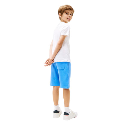 White-Blue - Back - Tommy Hilfiger Boys Lettering T-Shirt & Shorts Set