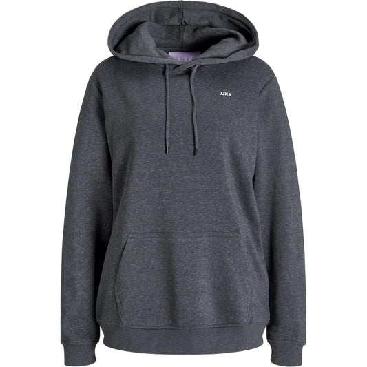 Dark Grey Melange - Front - JJXX Womens-Ladies Hooded Regular Hoodie