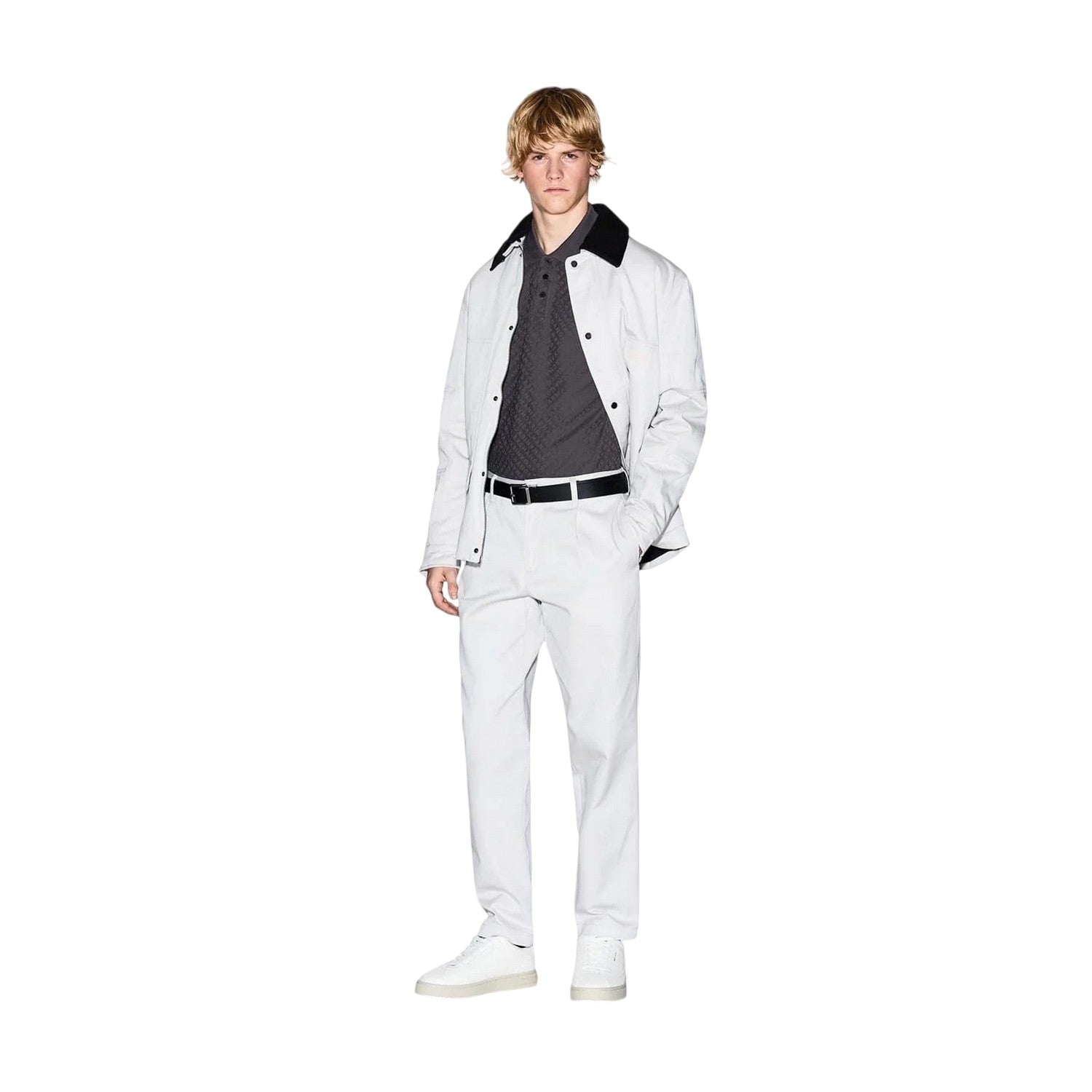 Grey - Lifestyle - Armani Exchange Mens Textured Regular Polo Shirt