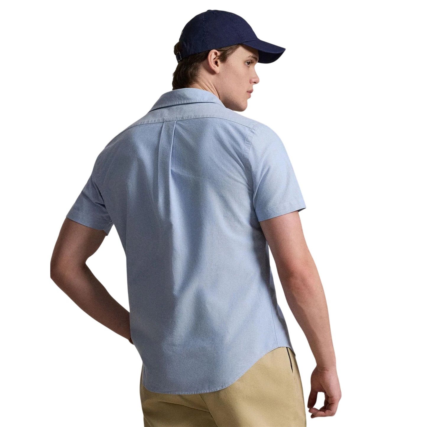 Blue - Back - Ralph Lauren Mens Logo Oxford Short-Sleeved Shirt