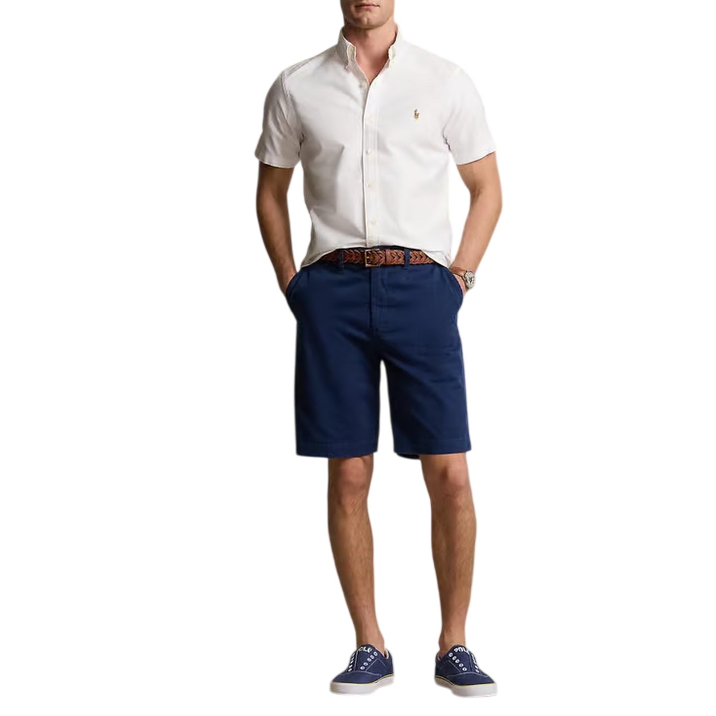 White - Lifestyle - Ralph Lauren Mens Logo Oxford Short-Sleeved Shirt