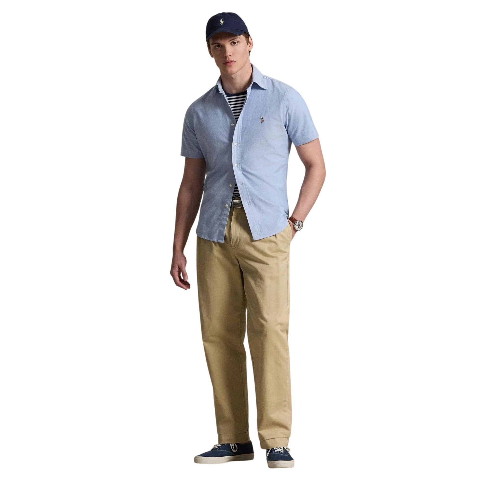 Blue - Lifestyle - Ralph Lauren Mens Logo Oxford Short-Sleeved Shirt