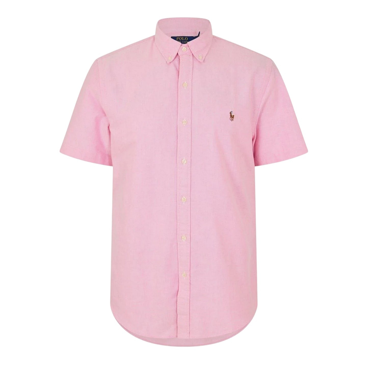 New Pink - Front - Ralph Lauren Mens Logo Oxford Short-Sleeved Shirt