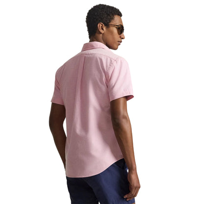 New Pink - Back - Ralph Lauren Mens Logo Oxford Short-Sleeved Shirt