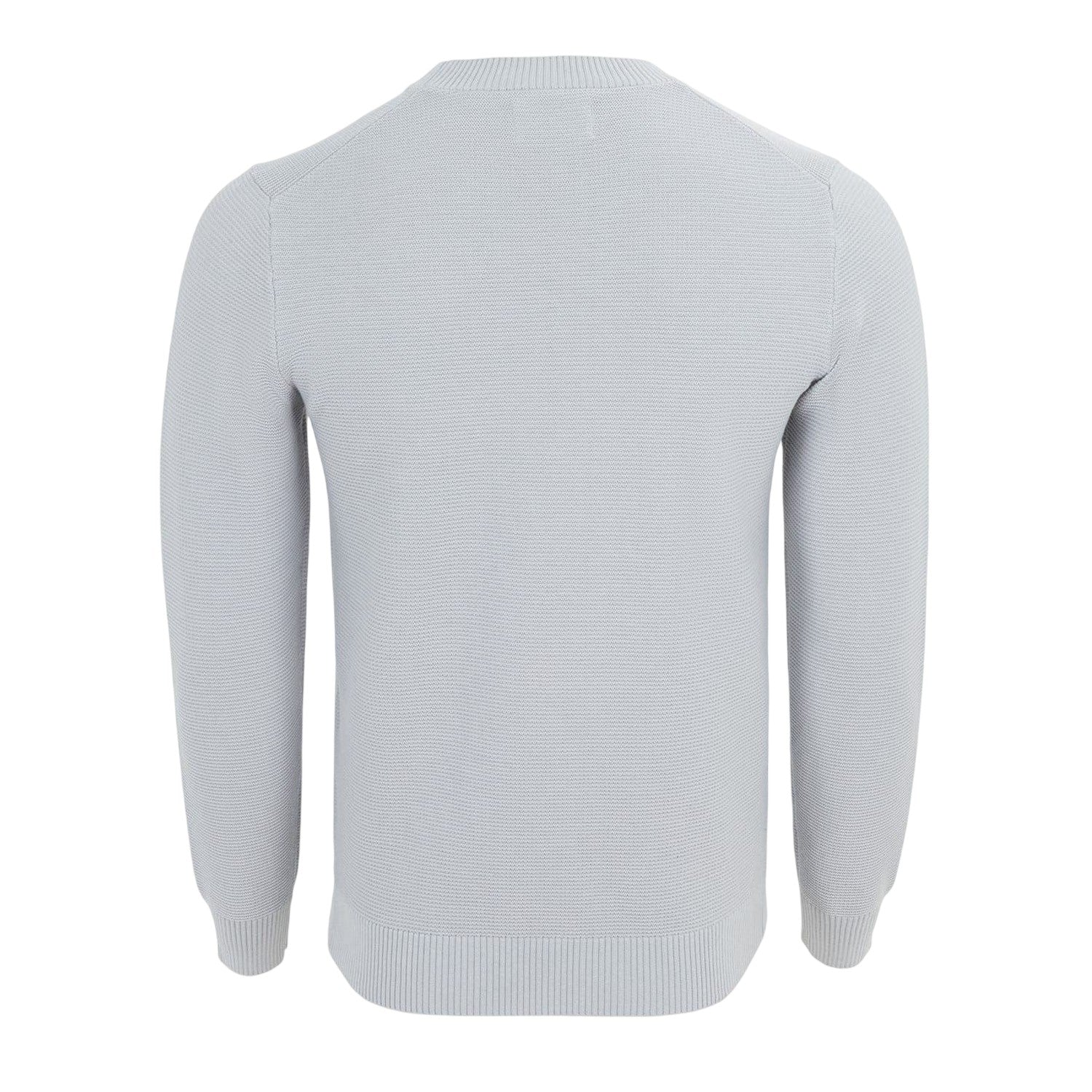 Light Grey - Back - Firetrap Mens Knitted Crew Neck Jumper