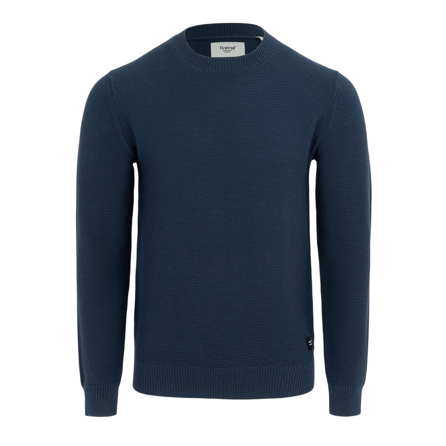 Navy - Front - Firetrap Mens Knitted Crew Neck Jumper