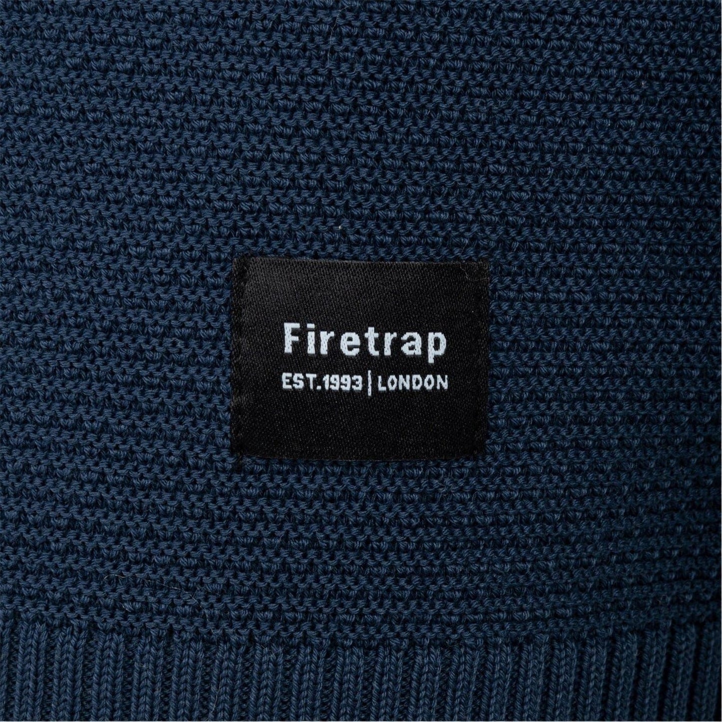 Navy - Side - Firetrap Mens Knitted Crew Neck Jumper