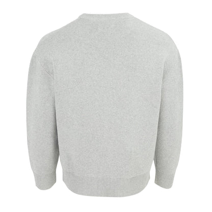 Light Grey - Back - Firetrap Mens Knitted Cotton Crew Neck Sweatshirt