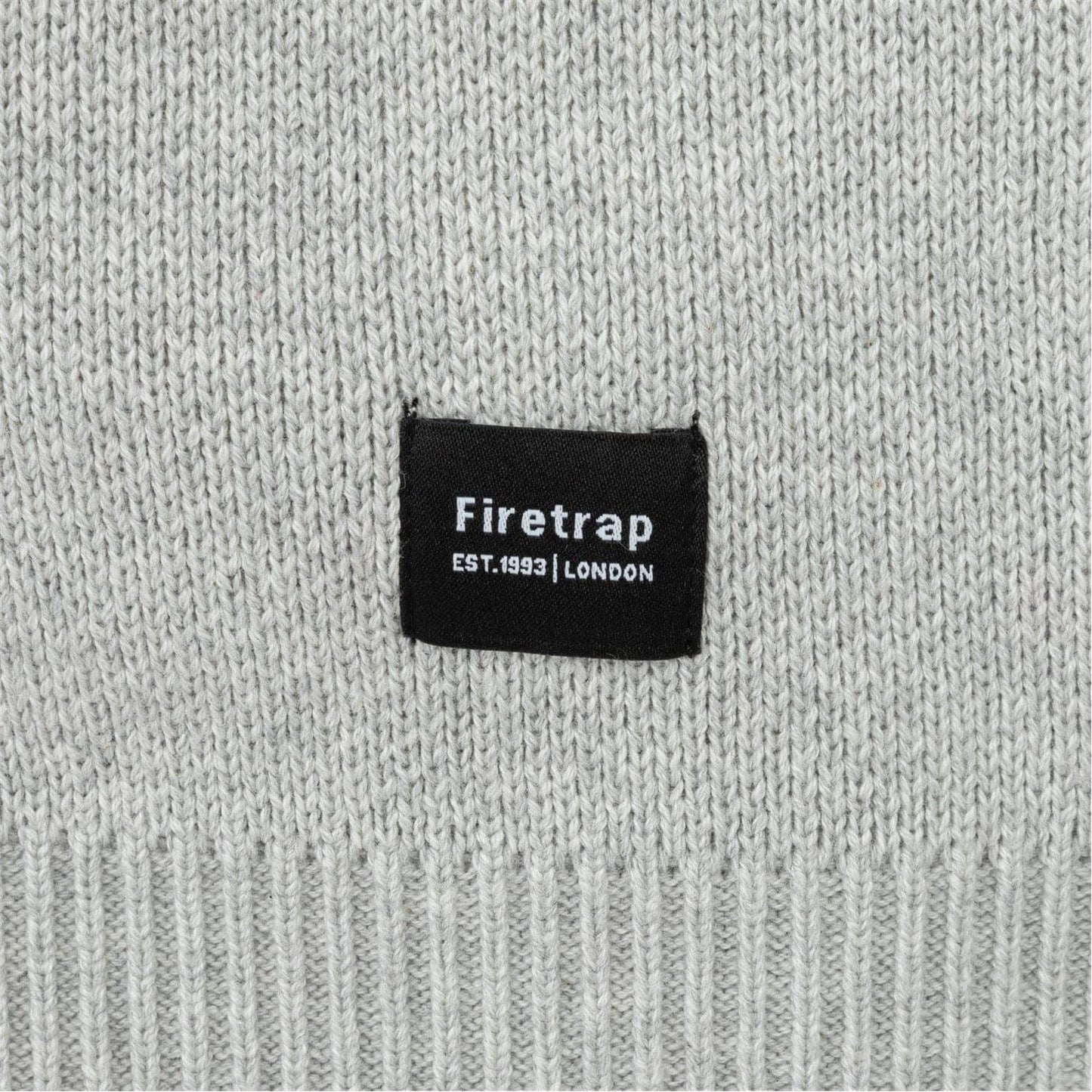 Light Grey - Side - Firetrap Mens Knitted Cotton Crew Neck Sweatshirt