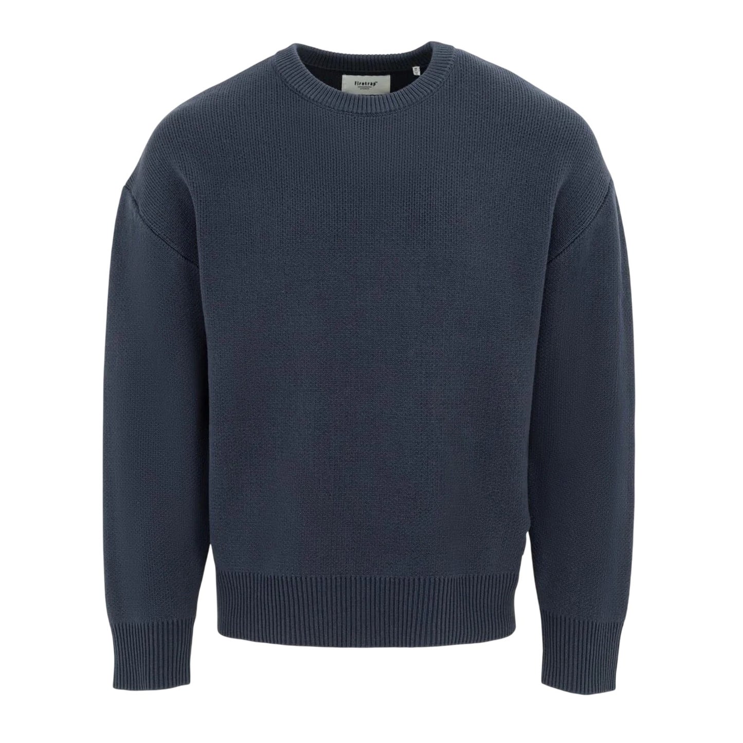 Navy - Front - Firetrap Mens Knitted Cotton Crew Neck Sweatshirt