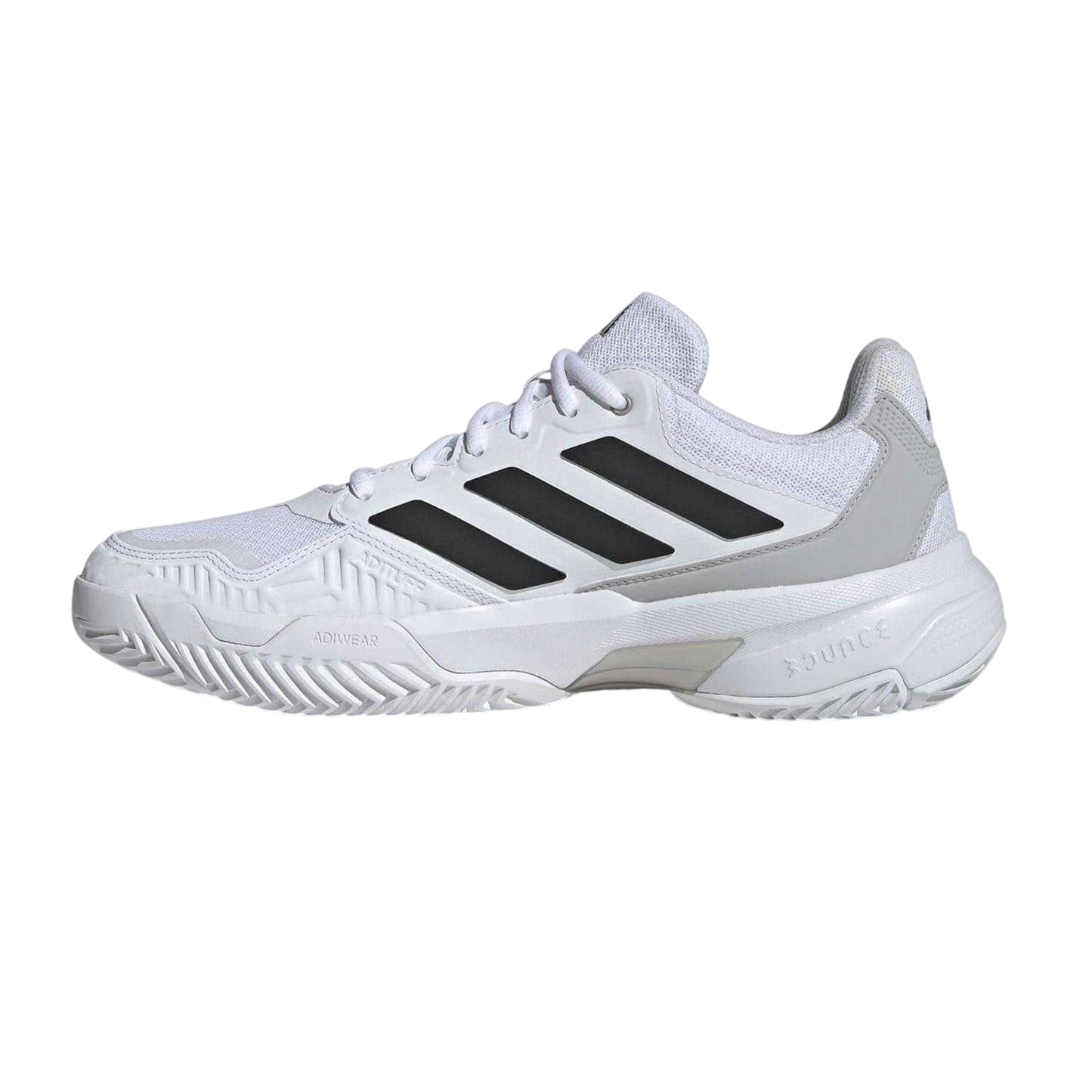 White-Black - Side - Adidas Mens Courtjam Control 3 Leather Low Tennis Shoes