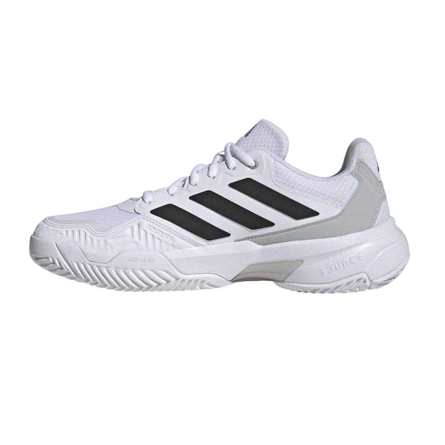 White-Black - Side - Adidas Mens Courtjam Control 3 Leather Low Tennis Shoes