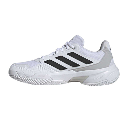 White-Black - Side - Adidas Mens Courtjam Control 3 Leather Low Tennis Shoes