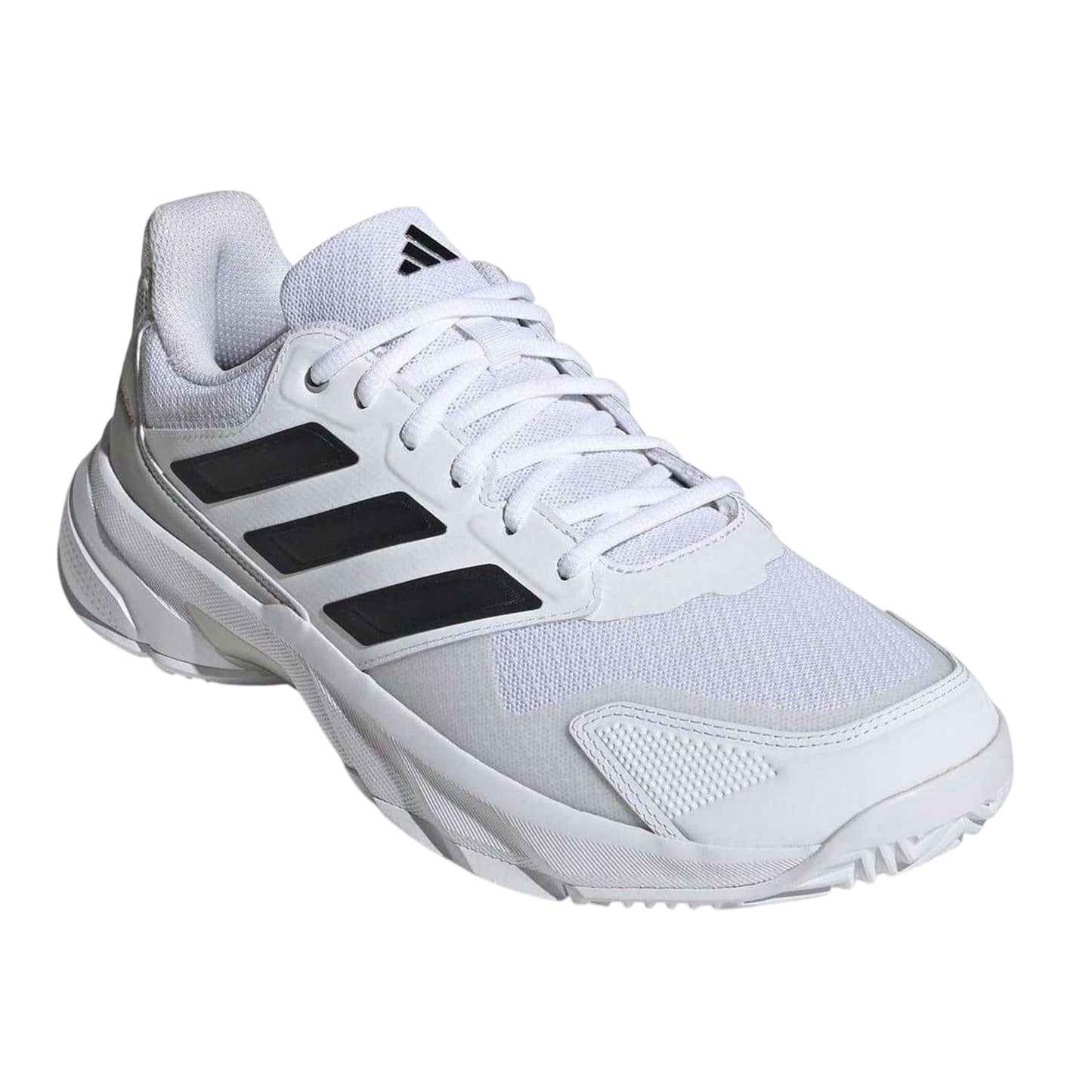 White-Black - Pack Shot - Adidas Mens Courtjam Control 3 Leather Low Tennis Shoes