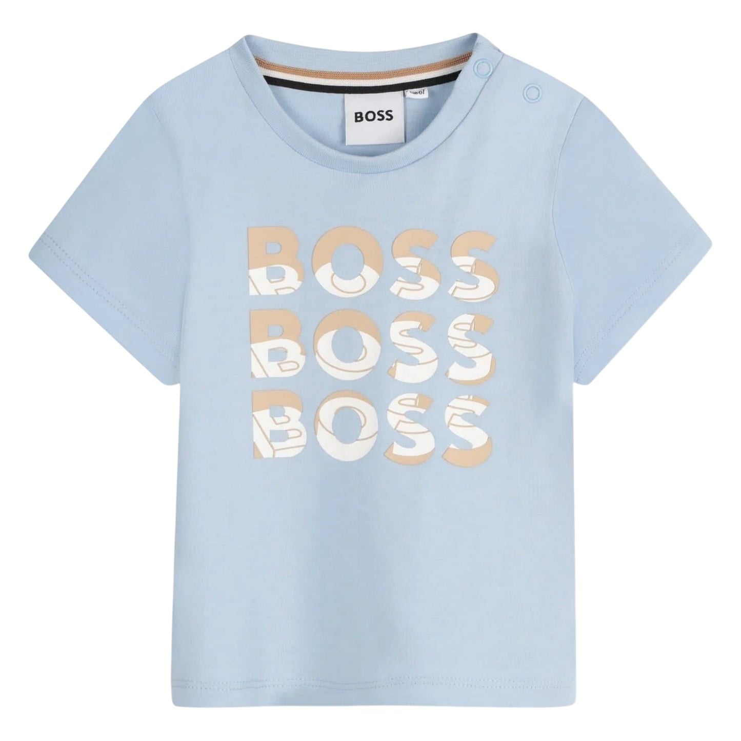 Persian Blue - Front - Boss Childrens-Kids Lettering Crew Neck Regular T-Shirt