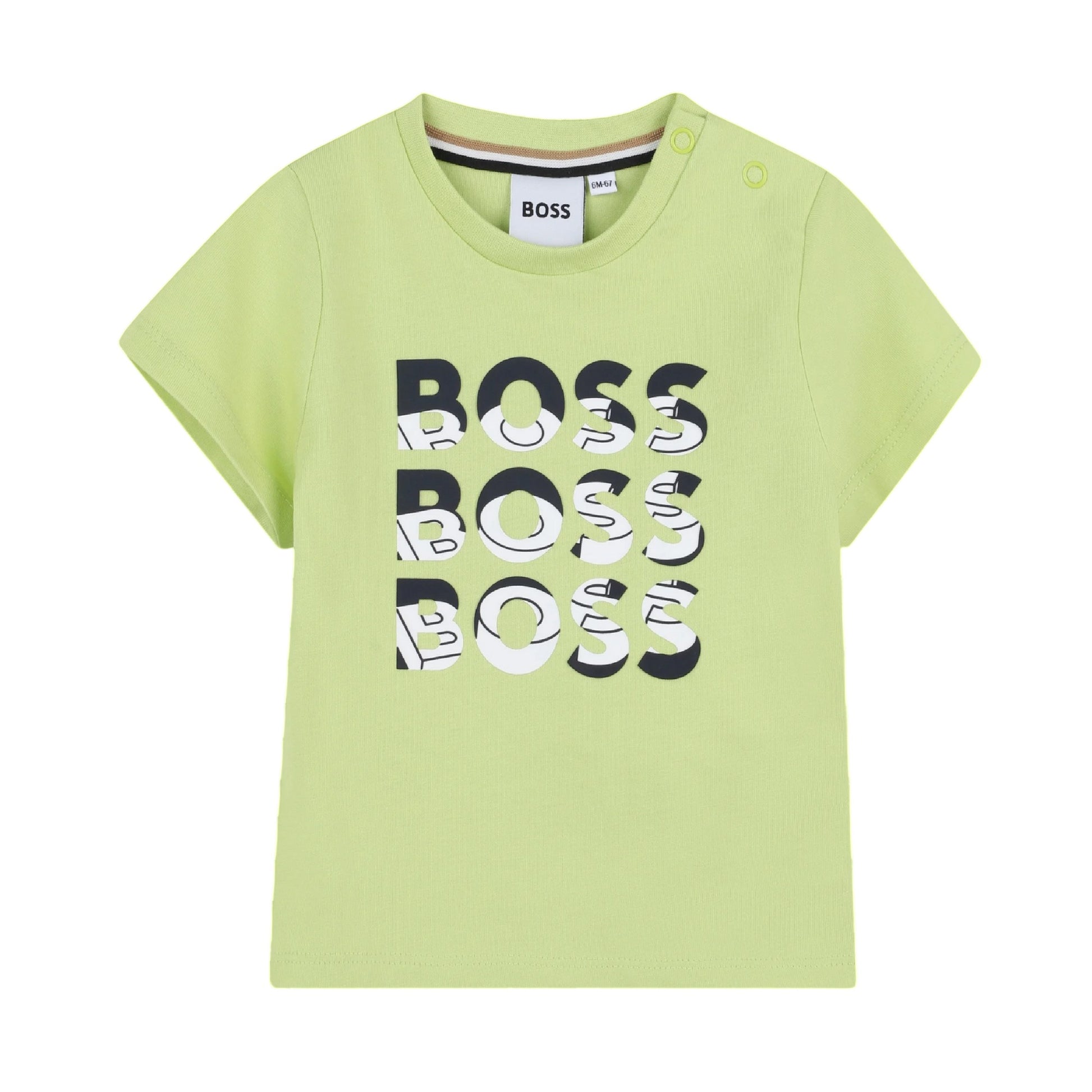 Apple Green - Front - Boss Childrens-Kids Lettering Crew Neck Regular T-Shirt