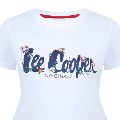 White - Side - Lee Cooper Womens-Ladies Classic T-Shirt