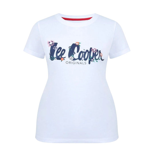 White - Front - Lee Cooper Womens-Ladies Classic T-Shirt