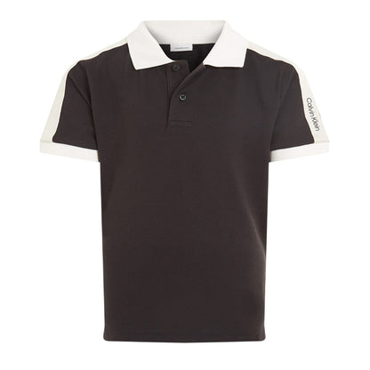 Black - Front - Calvin Klein Childrens-Kids Contrast Detail Regular Short-Sleeved Polo Shirt