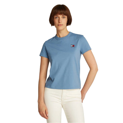 Blue - Lifestyle - Tommy Jeans Womens-Ladies Badge Crew Neck Regular T-Shirt