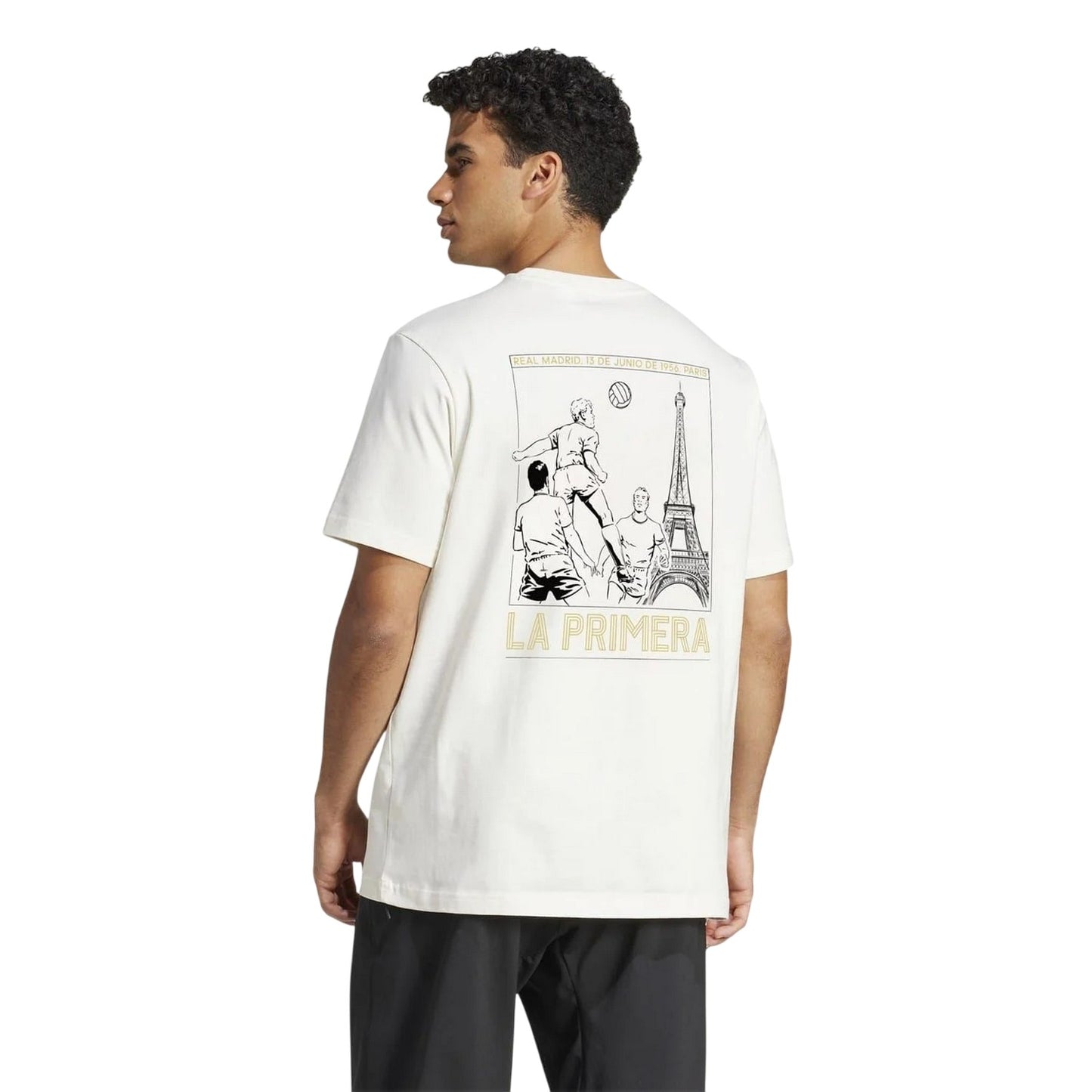 Off White - Back - Real Madrid CF Mens Heavy Cotton T-Shirt