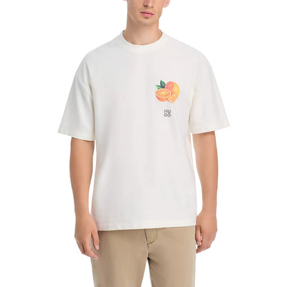 Natural - Front - Hugo Mens Orange Crew Neck Regular T-Shirt