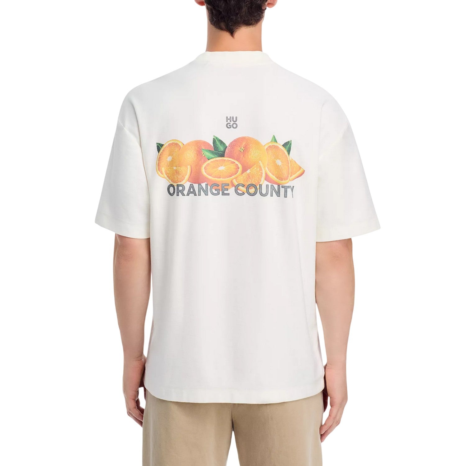 Natural - Back - Hugo Mens Orange Crew Neck Regular T-Shirt
