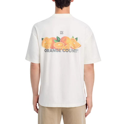 Natural - Back - Hugo Mens Orange Crew Neck Regular T-Shirt