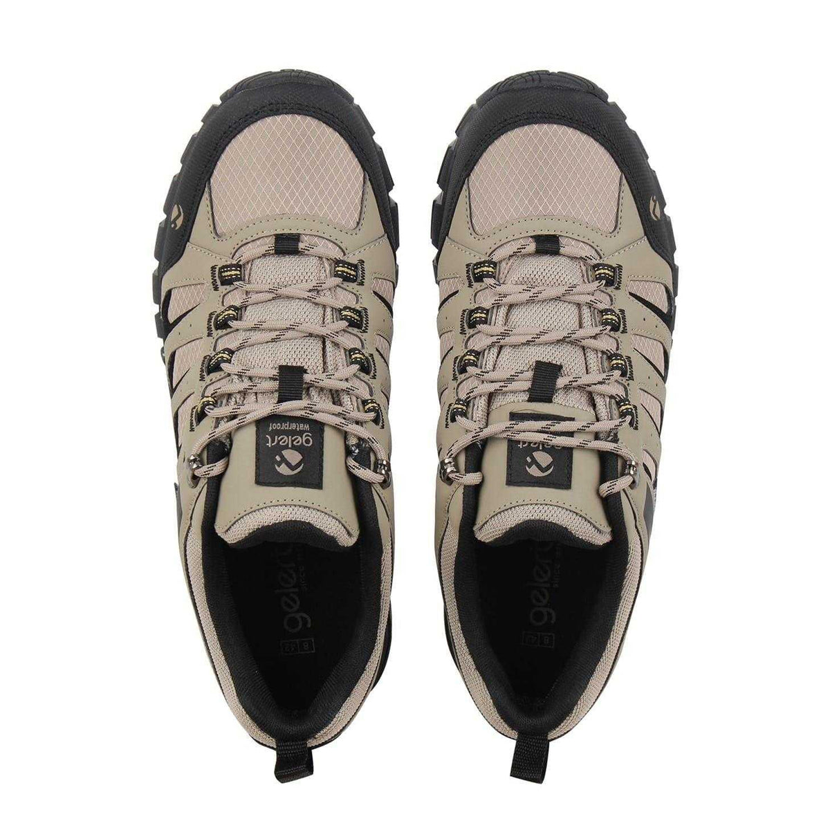 Stone-Black - Pack Shot - Gelert Mens Ridgeway Leather Lace Up Hiking Boots
