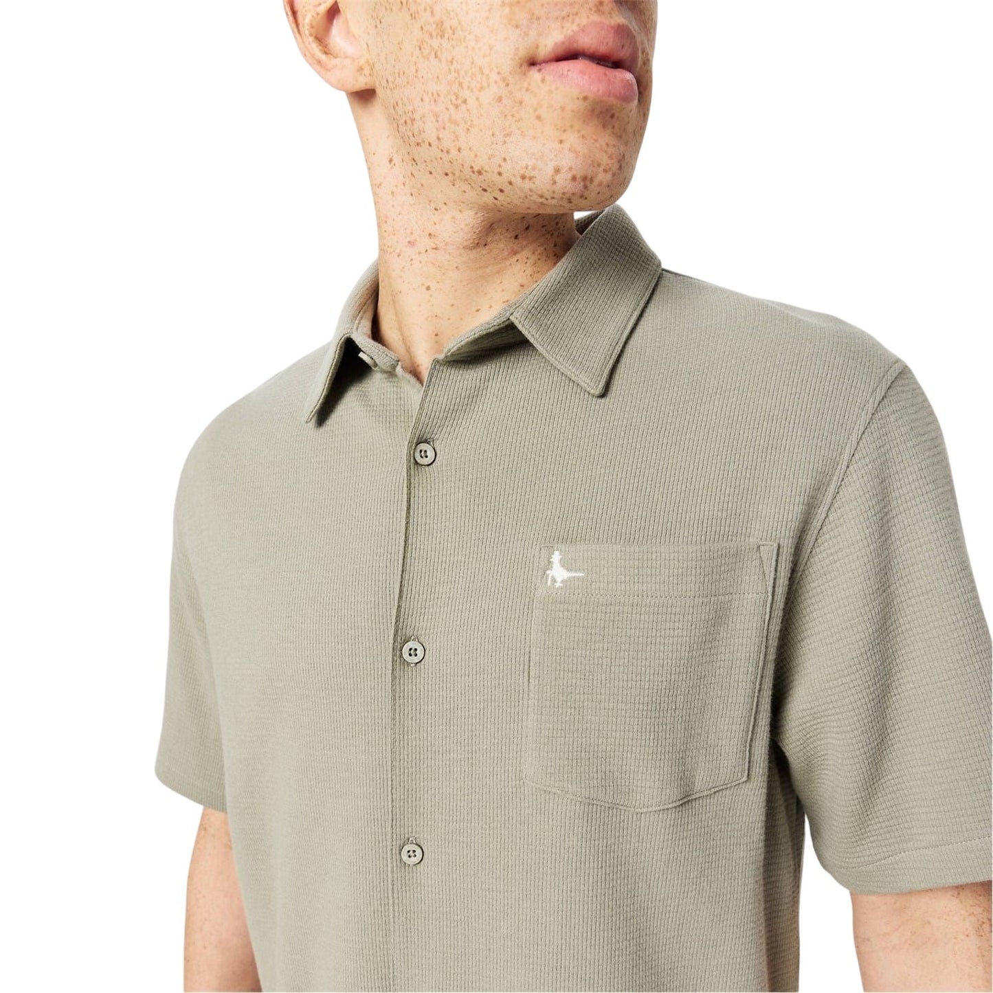 Silver Sage - Side - Jack Wills Mens Waffle Short-Sleeved Shirt