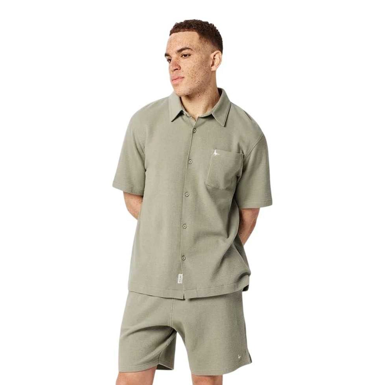 Silver Sage - Lifestyle - Jack Wills Mens Waffle Short-Sleeved Shirt