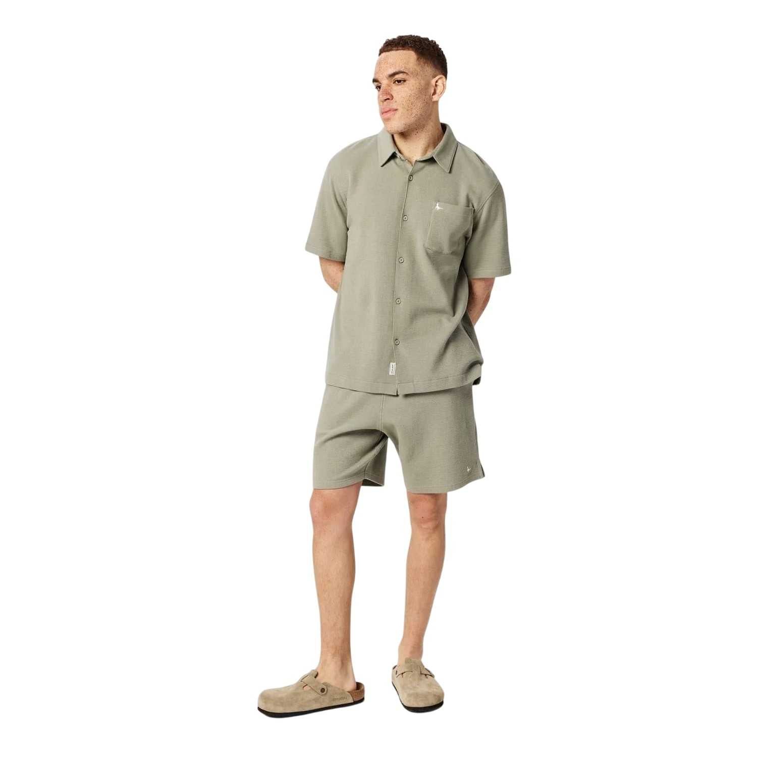 Silver Sage - Close up - Jack Wills Mens Waffle Short-Sleeved Shirt