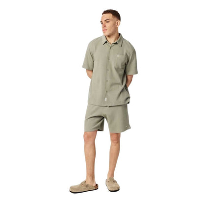 Silver Sage - Close up - Jack Wills Mens Waffle Short-Sleeved Shirt