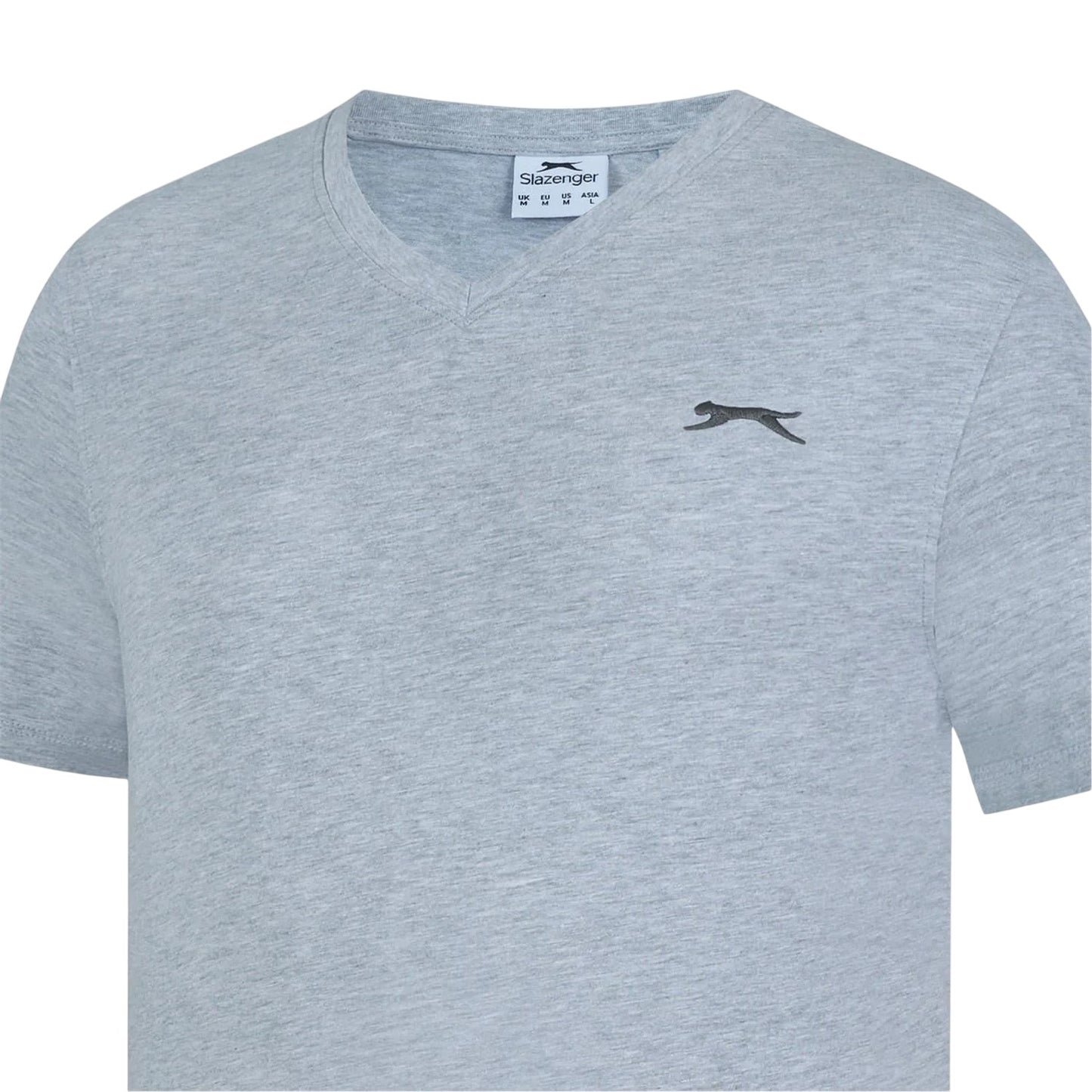 Grey Marl - Side - Slazenger Mens Embroidered Logo Cotton T-Shirt